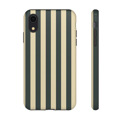 iPhone XR / Glossy Phone Case - ’Green & Beige Stripe Pattern’ Phone Case