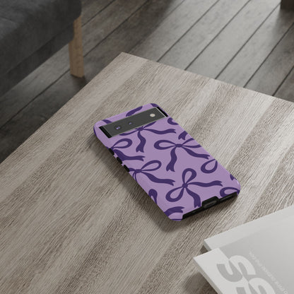 Bold Lilac and Deep Purple Bow Pattern Phone Case - Purple Phone Case