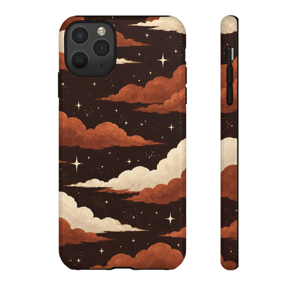 Illustrated Burnt Orange Clouds & Stars Phone Case