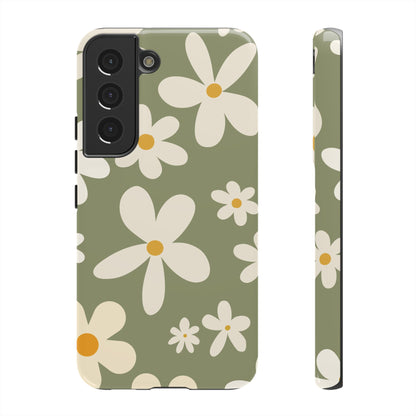 Chic Green Daisy Pattern Phone Case - Green Phone Case - Samsung Galaxy S22 / Glossy
