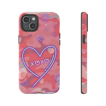 Love Heart Neon Camo Phone Case - Pink Phone Case - iPhone 15 Plus / Glossy