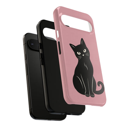 Minimalist Blush Pink & Black Cat Phone Case