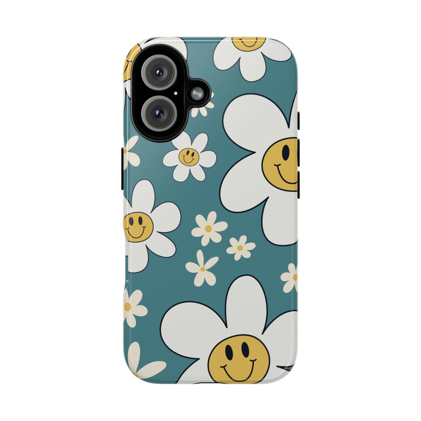 Fun Retro Daisy Pattern with Light Blue Background Phone Case - Blue Phone Case - iPhone 16 / Glossy