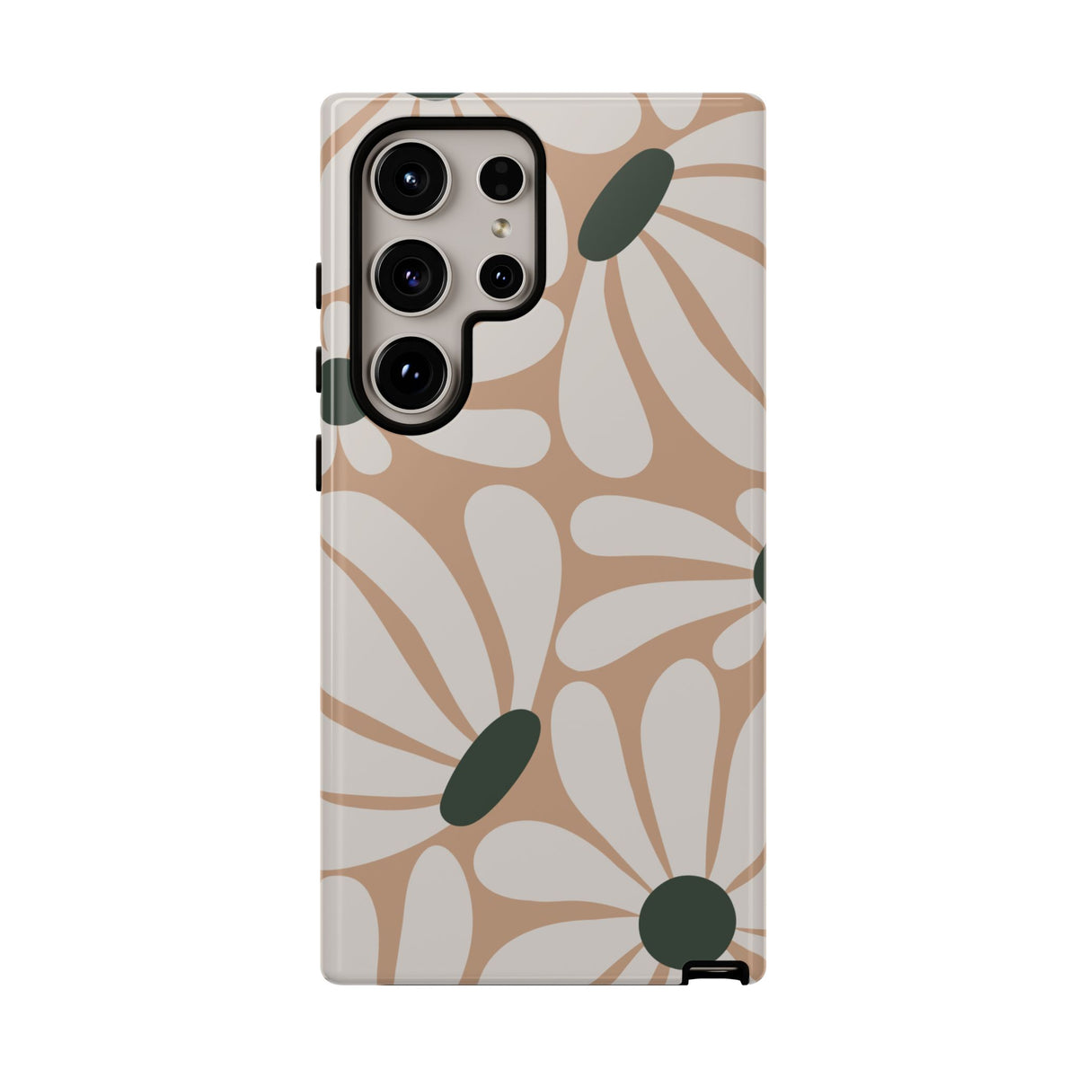 Retro Beige & White Daisy Pattern Phone Case - Beige Phone Case - Samsung Galaxy S24 Ultra / Glossy