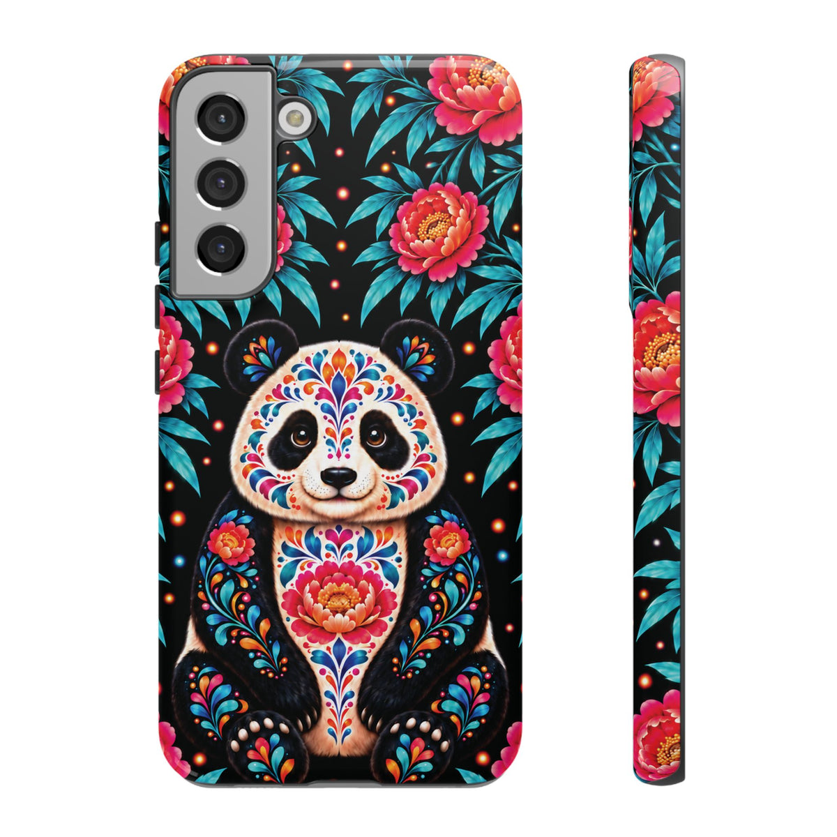 Cute Pink and Turquoise Calavera Panda Phone Case - Multicolor Phone Case - Samsung Galaxy S22 Plus / Glossy