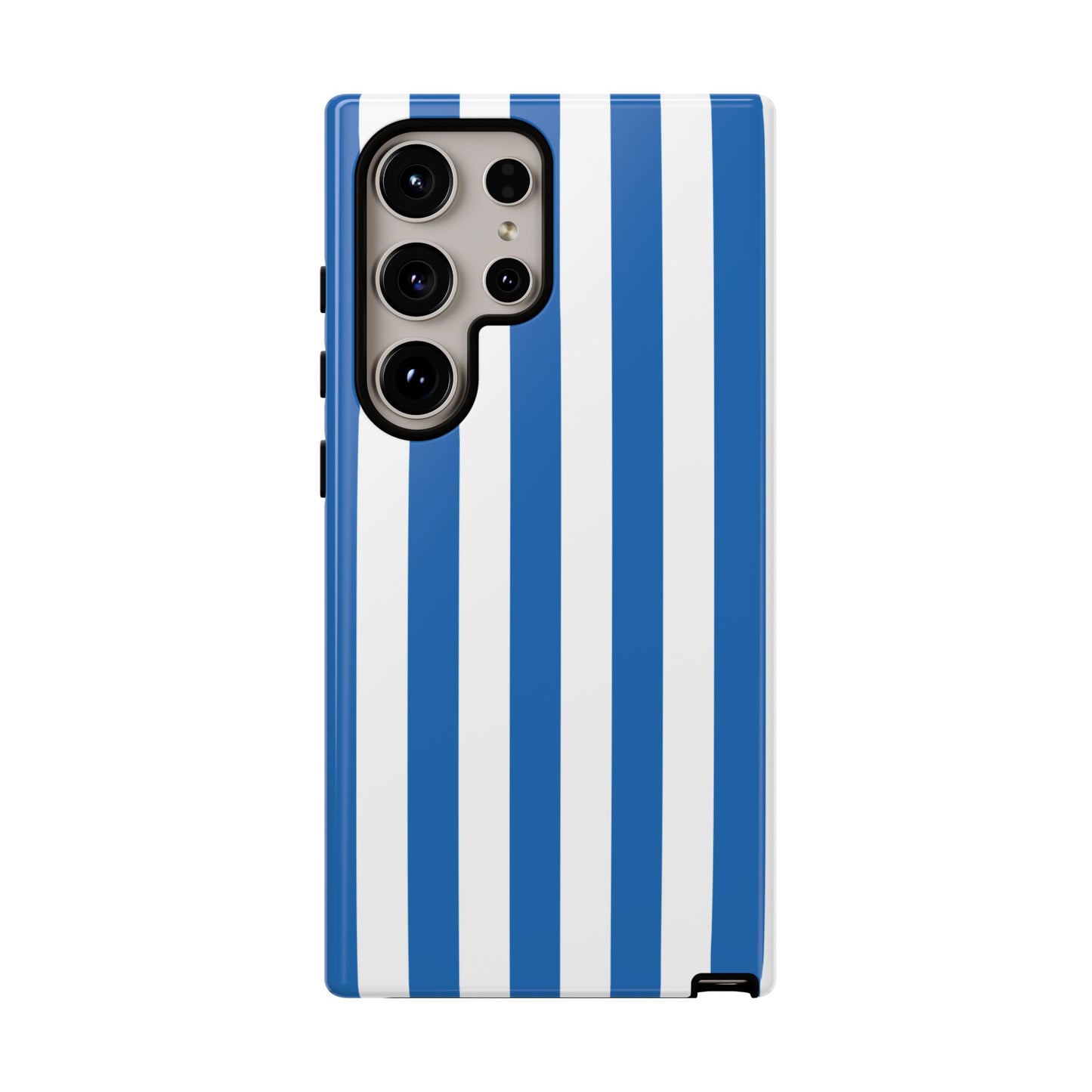 Samsung Galaxy S24 Ultra / Glossy Phone Case - Simple Light Blue & White Stripe Pattern Phone Case
