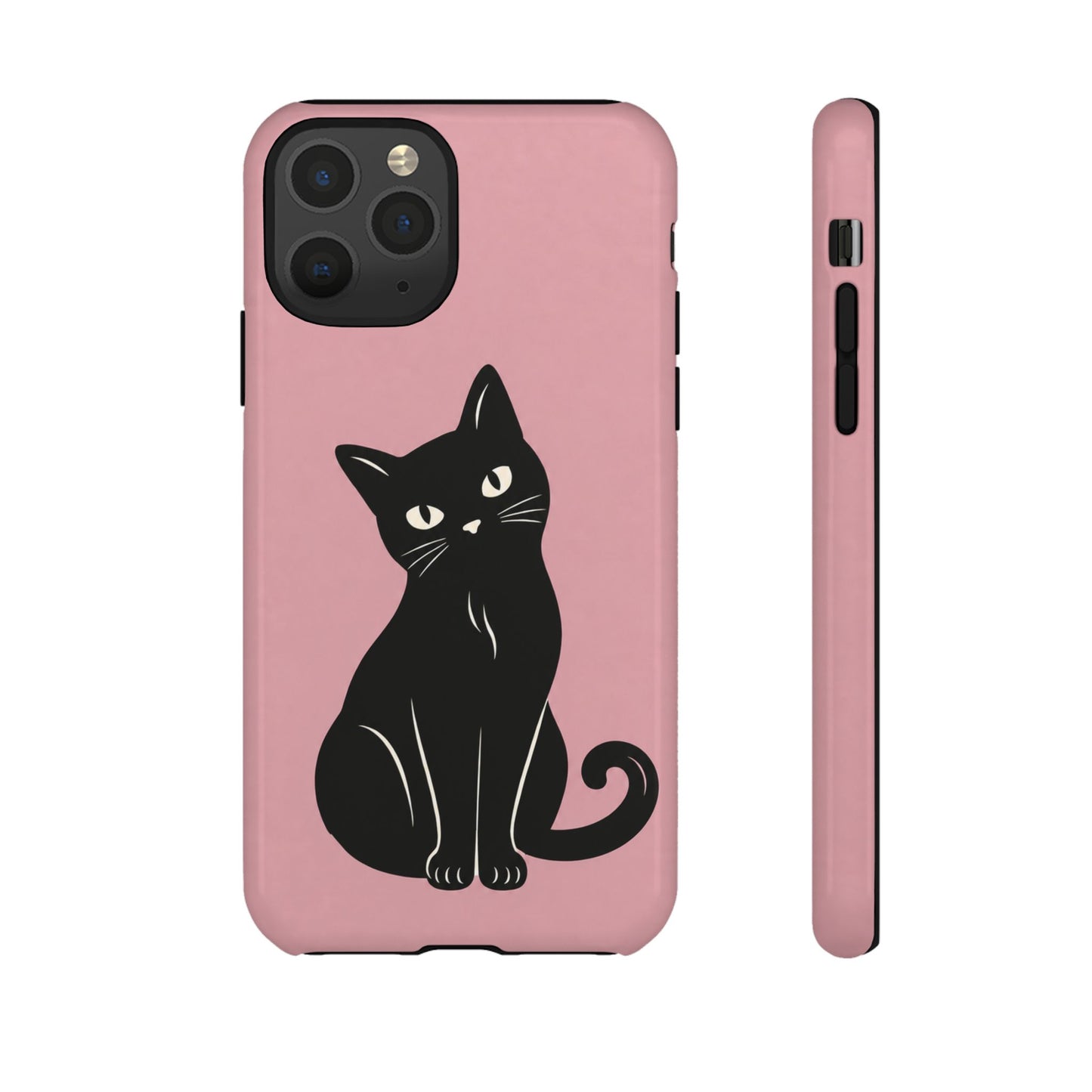 Minimalist Blush Pink & Black Cat Phone Case