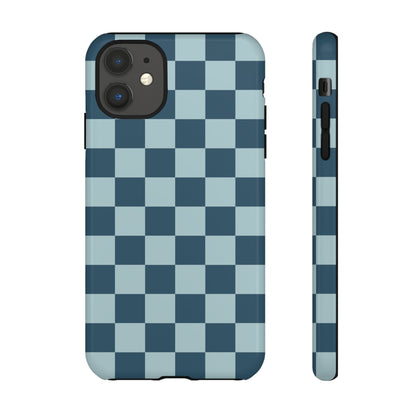 iPhone 11 / Glossy Phone Case - ’Blue Checkered Pattern’ Phone Case