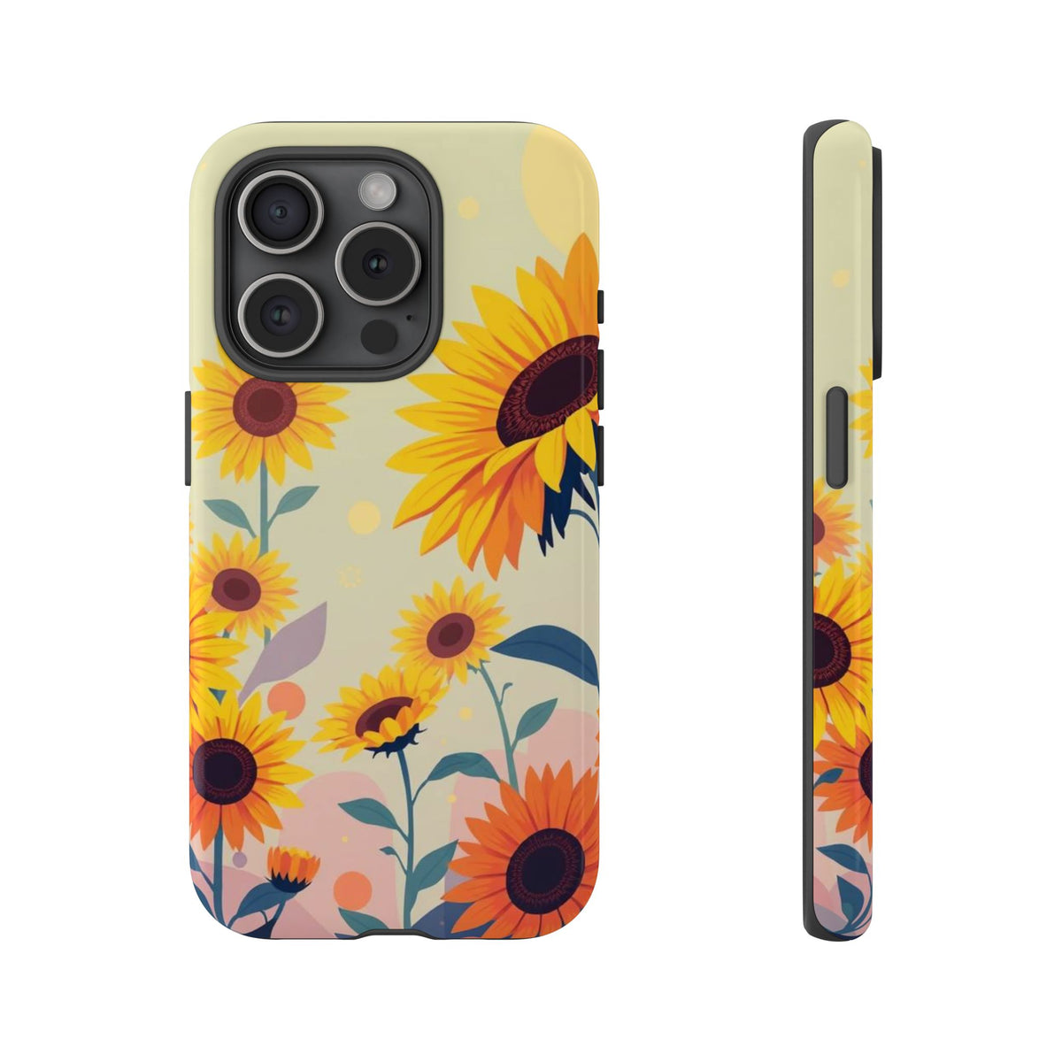 Modern Flat Sunflower Design Phone Case - Multicolor Phone Case - iPhone 15 Pro / Glossy