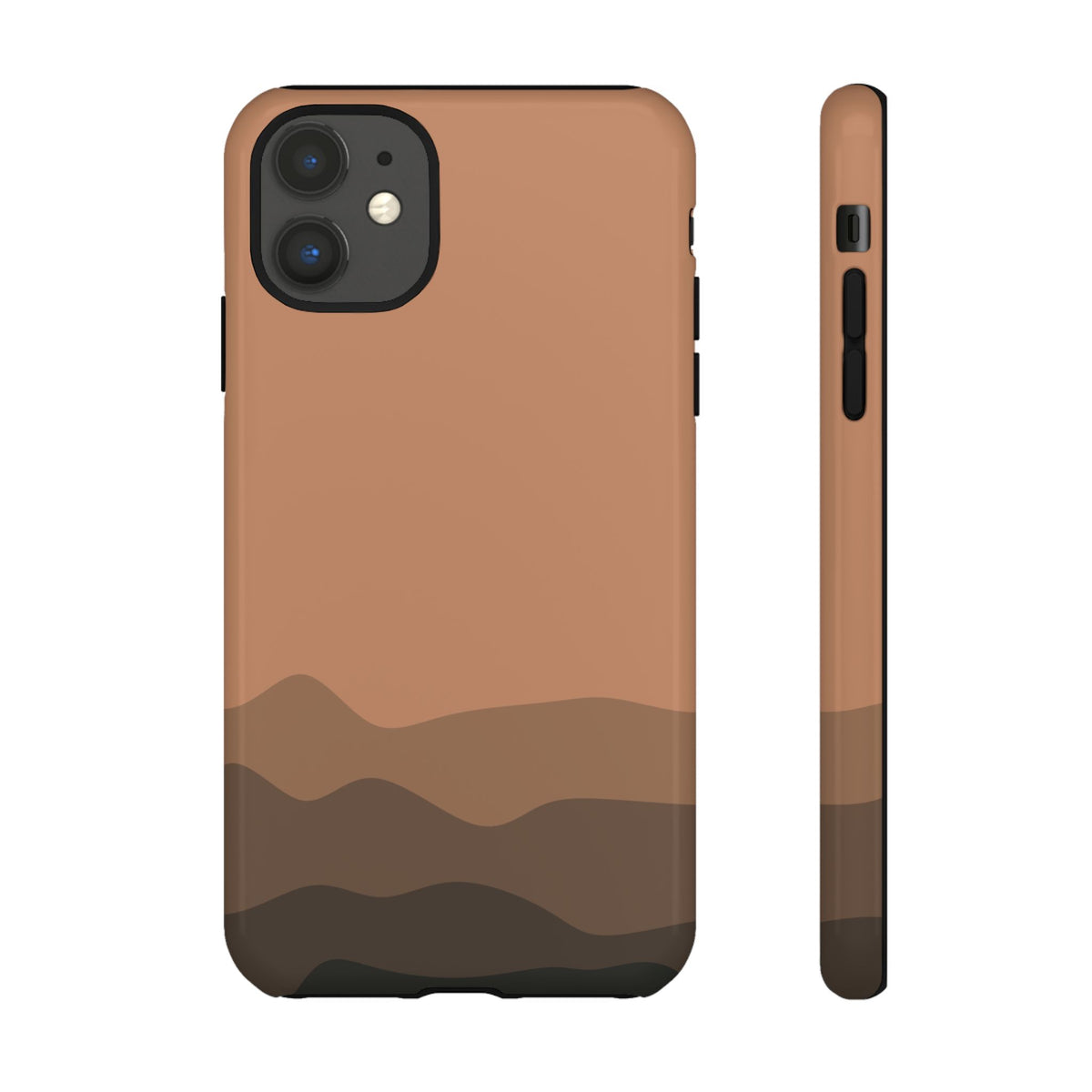 Brown Abstract Waves Protective Phone Case - Brown Phone Case - iPhone 11 / Glossy