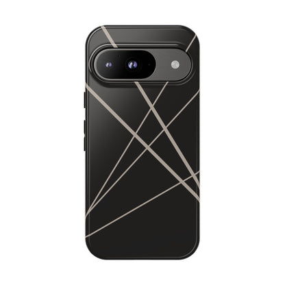Google Pixel 9 / Glossy Phone Case - Abstract Black with Grey Lines Phone Case