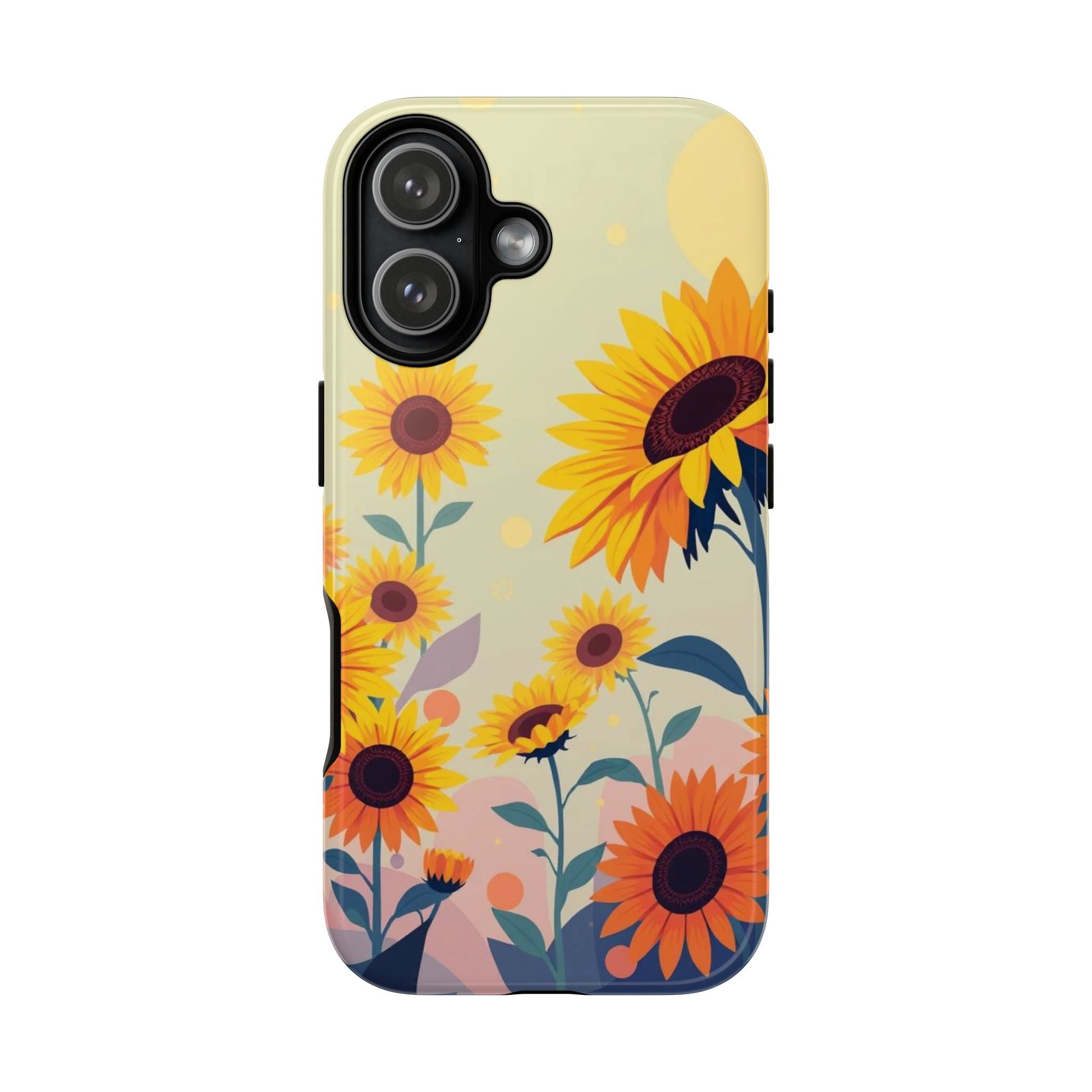 iPhone 17 / Glossy Phone Case - Modern Flat Sunflower Design Phone Case