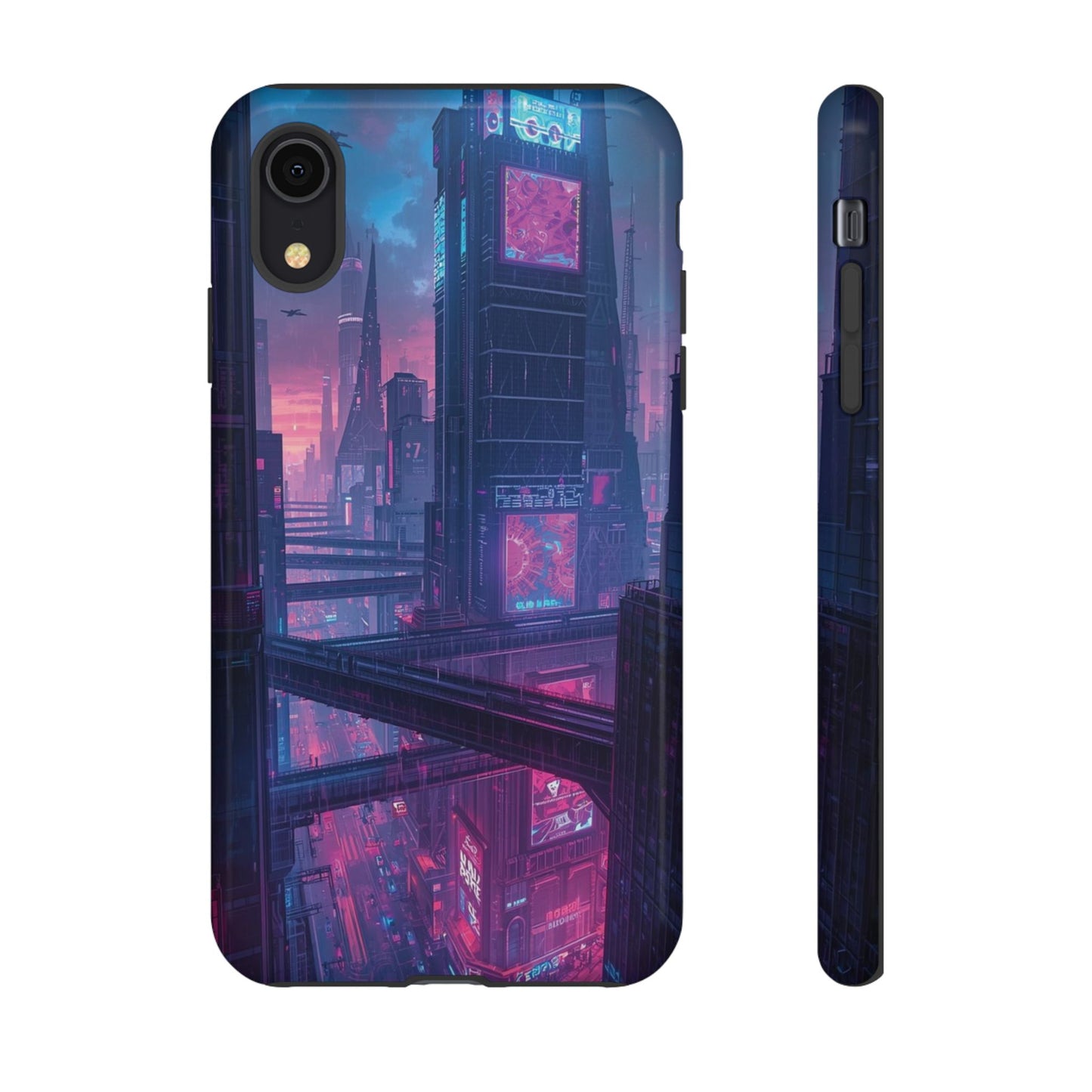 Neon Cyberpunk Megacity Sci-fi Phone Case - Blue Phone Case - iPhone XR / Glossy