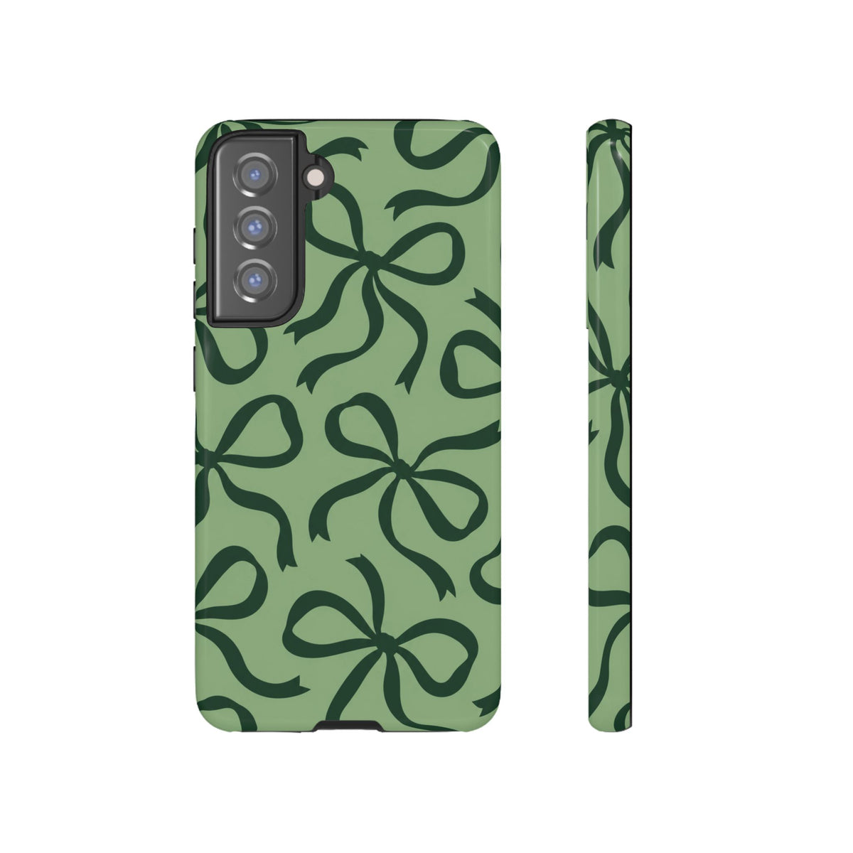 Bold Sage Green and Forest Green Bow Pattern Phone Case