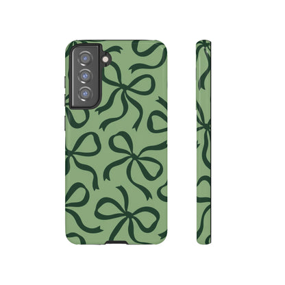Bold Sage Green and Forest Green Bow Pattern Phone Case
