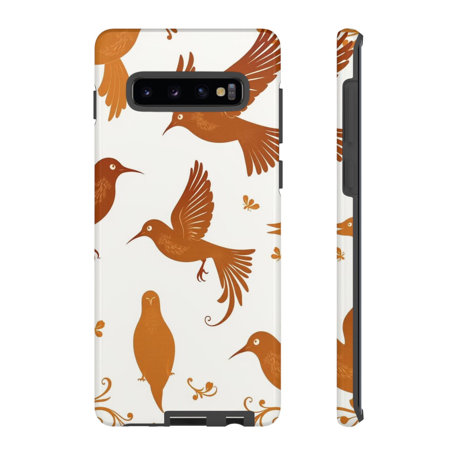 Abstract Bird Pattern Phone Case - White Phone Case - Samsung Galaxy S10 Plus / Glossy