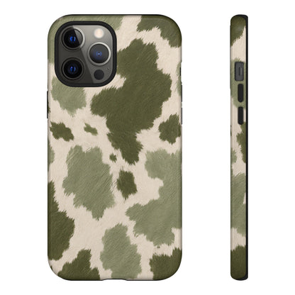 Stylish Olive Green Cow Print Phone Case