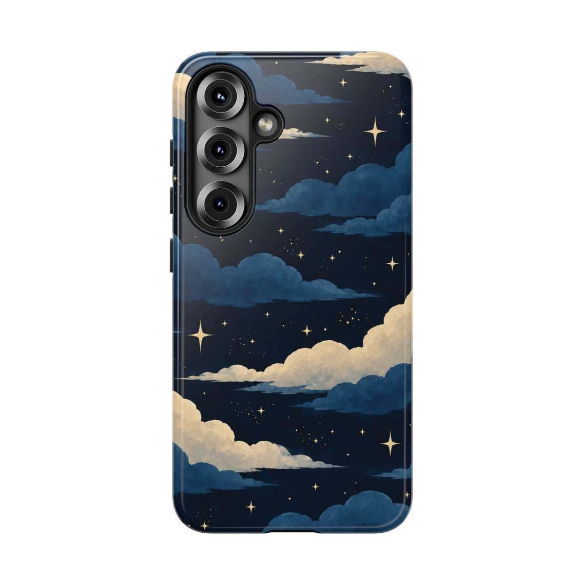 Illustrated Navy Blue Clouds & Stars Phone Case