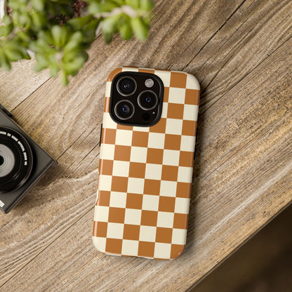 Phone Case - ’Orange & White Checkered Pattern’ Phone Case
