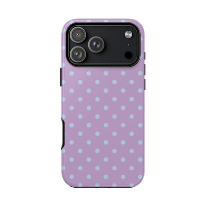 iPhone 17 Pro Max / Glossy Phone Case - Trendy Lilac & Ice Blue Dot Pattern Phone Case