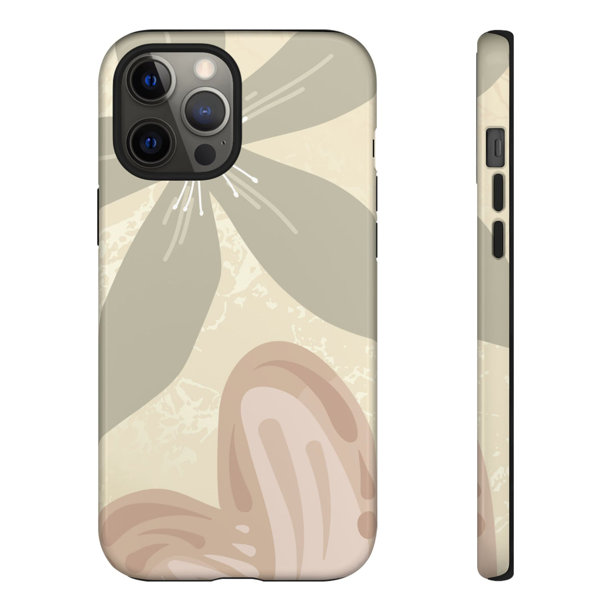 Hibiscus Heart Pattern Phone Case - Beige Phone Case - iPhone 12 Pro Max / Glossy