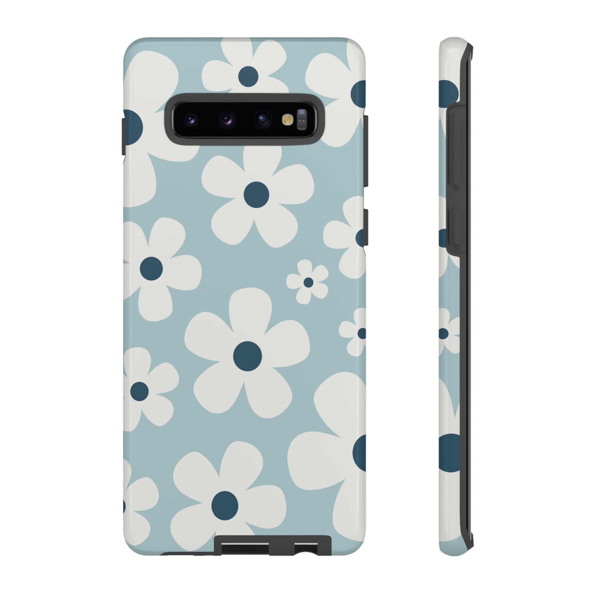 Cute Light Blue Daisy Pattern Phone Case - Blue Phone Case - Samsung Galaxy S10 Plus / Glossy