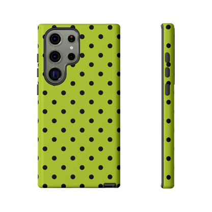 Trendy Neon Lime Green & Black Dot Pattern Phone Case