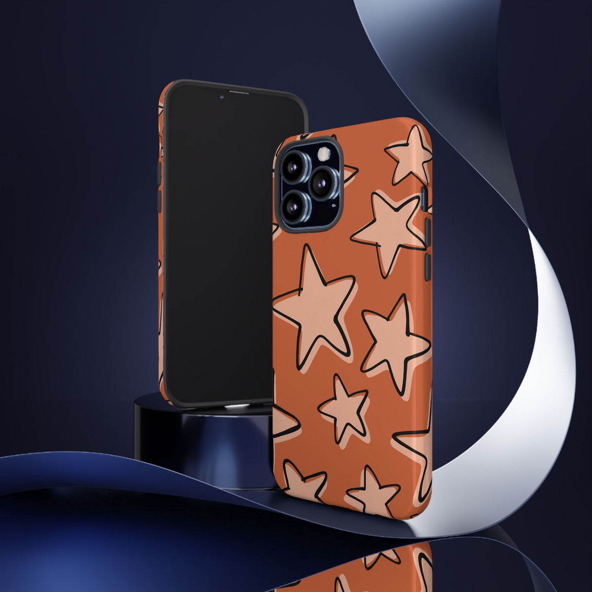 Burnt Orange Doodle Star Phone Case