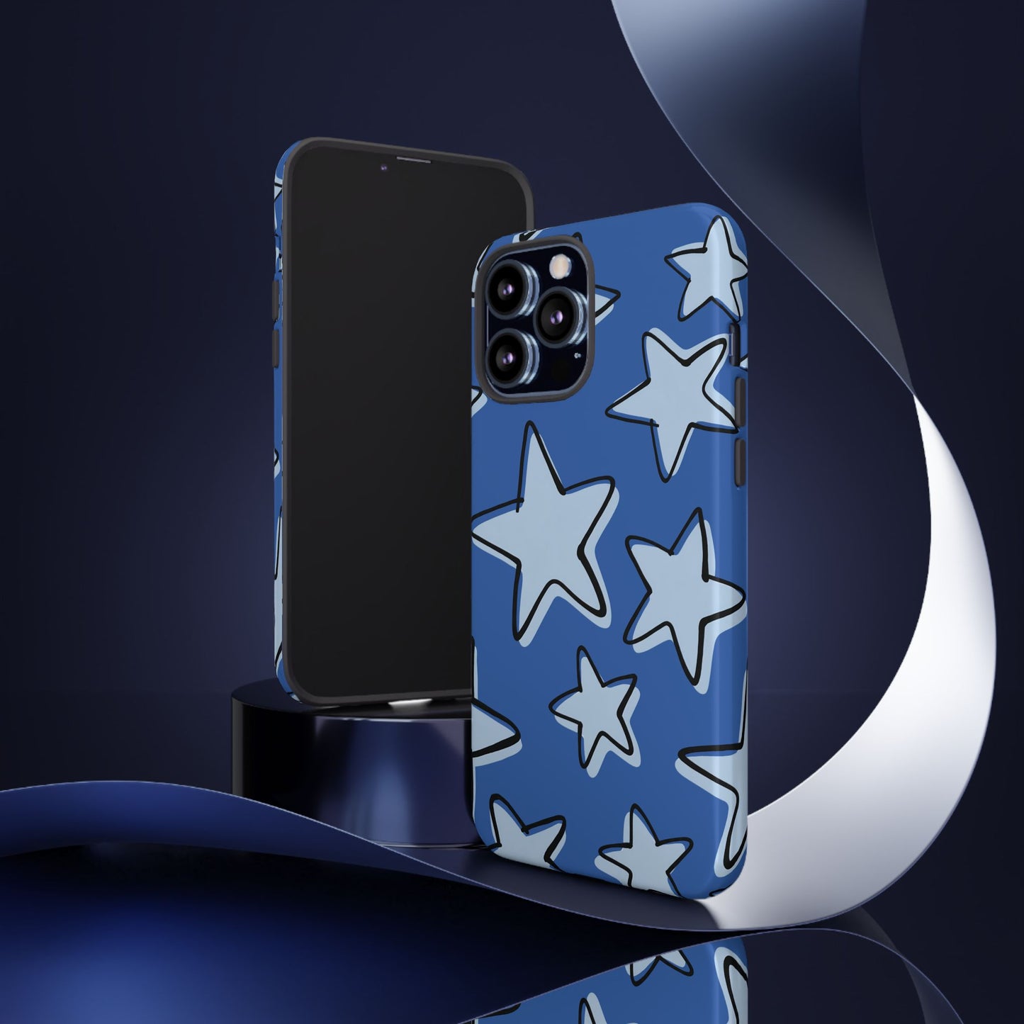 Cobalt Blue Doodle Star Phone Case