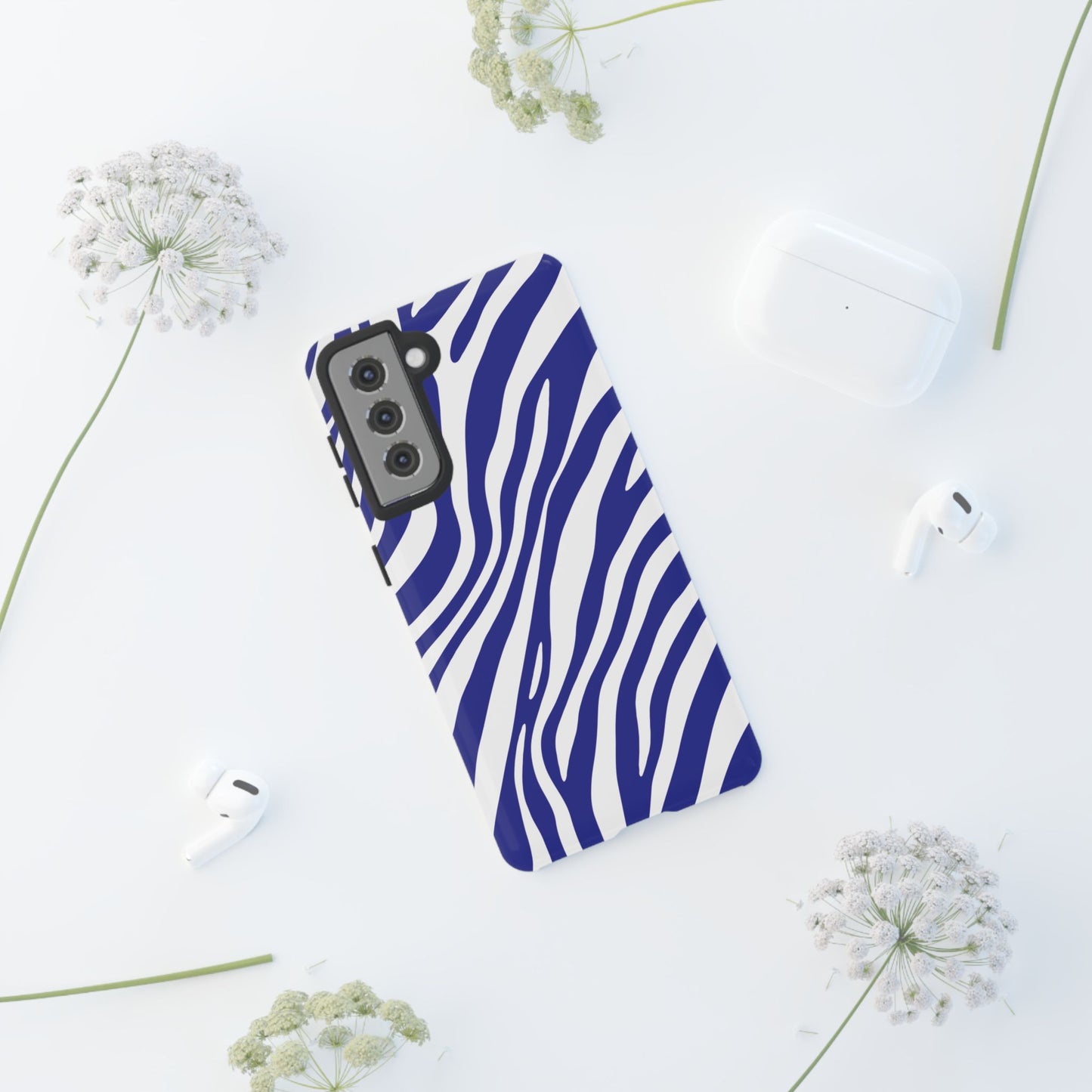 Modern Electric Blue Zebra Print Phone Case