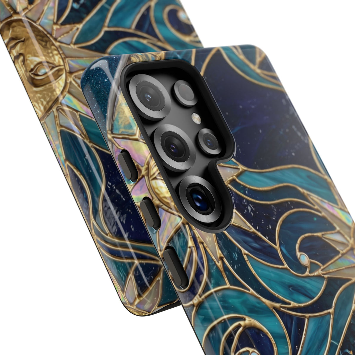 Elegant Teal & Gold Celestial Suns Phone Case