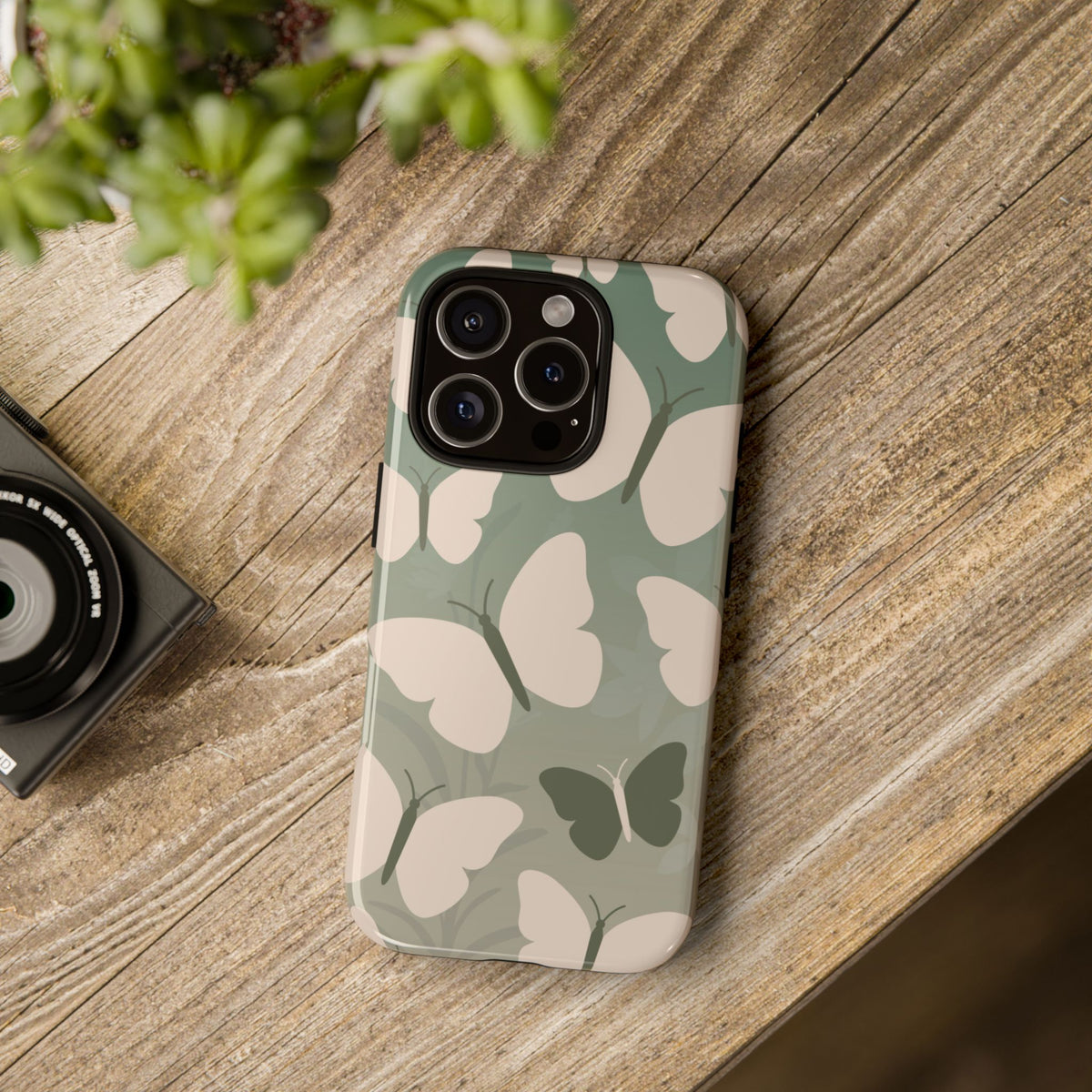 Minimalist Light Green Butterfly Pattern Phone Case - Green Phone Case
