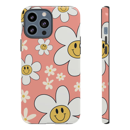 Fun Retro Daisy Pattern with Pink Background Phone Case - Pink Phone Case - iPhone 13 Pro Max / Glossy