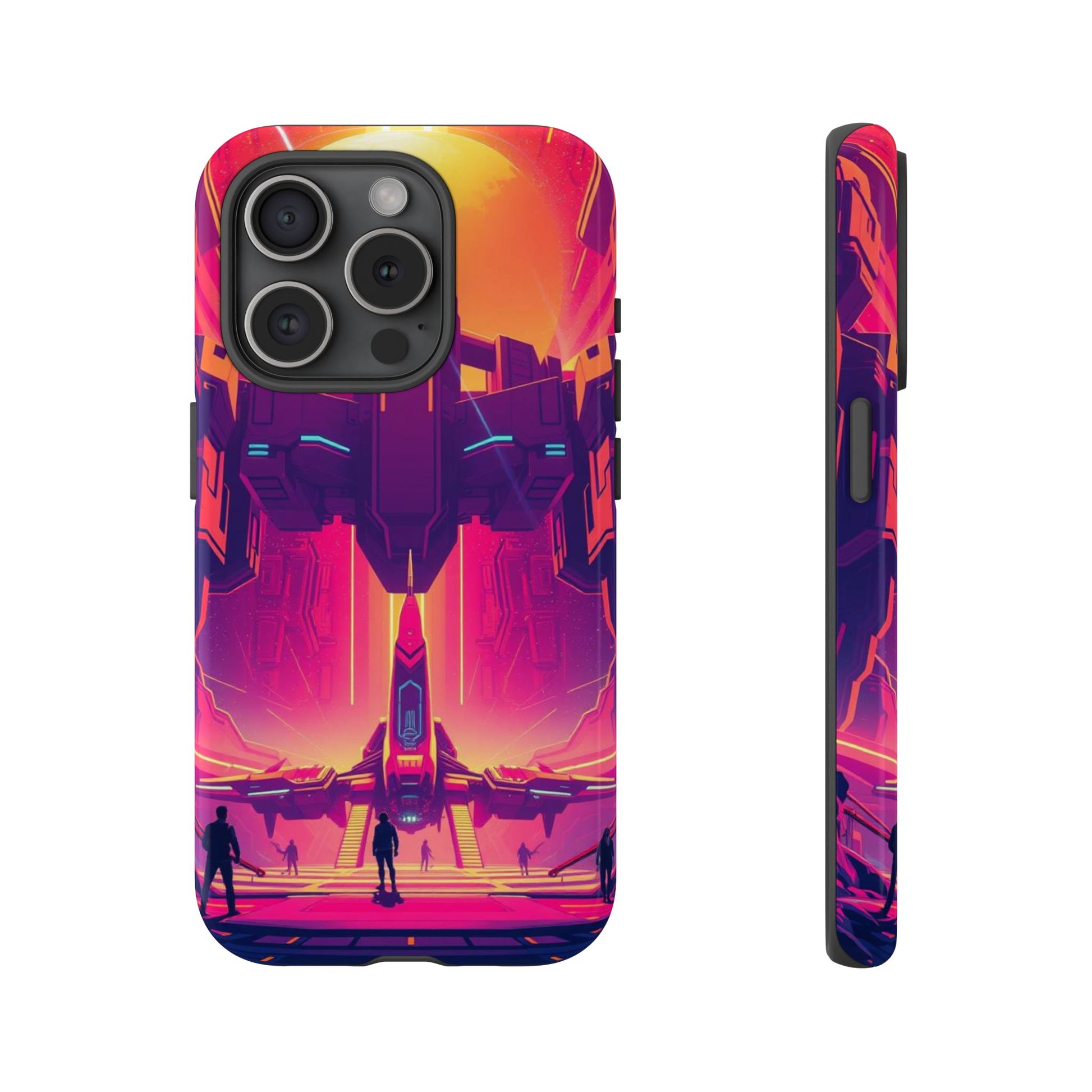 Alien Landing Pad Design Phone Case - Multicolor Phone Case - iPhone 15 Pro / Glossy