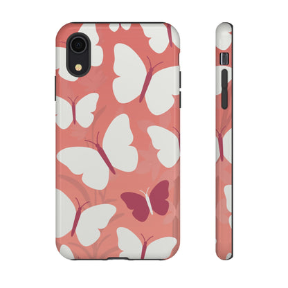 iPhone XR / Glossy Phone Case - Minimalist Pink Butterfly Pattern Phone Case