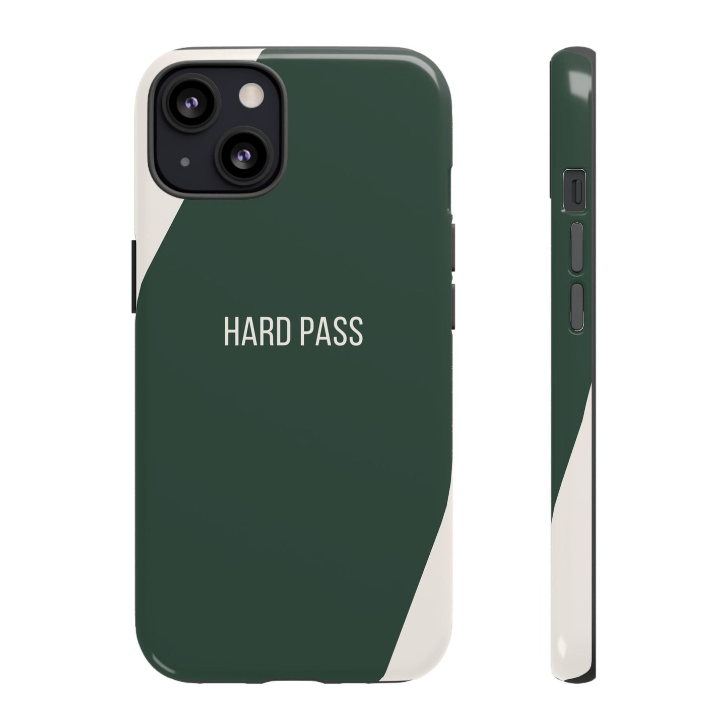 iPhone 13 / Glossy Phone Case - Sassy Statement Case ’Hard Pass’ in Green & White