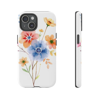 iPhone 15 / Glossy Phone Case - Boho Chic Watercolour Bouquet Pattern Phone Case