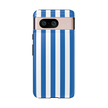 Google Pixel 8 / Glossy Phone Case - Simple Light Blue & White Stripe Pattern Phone Case