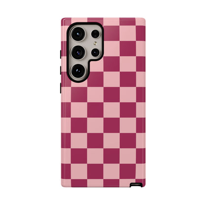 Pink Checked Pattern Phone Case - Pink Phone Case - Samsung Galaxy S24 Ultra / Glossy
