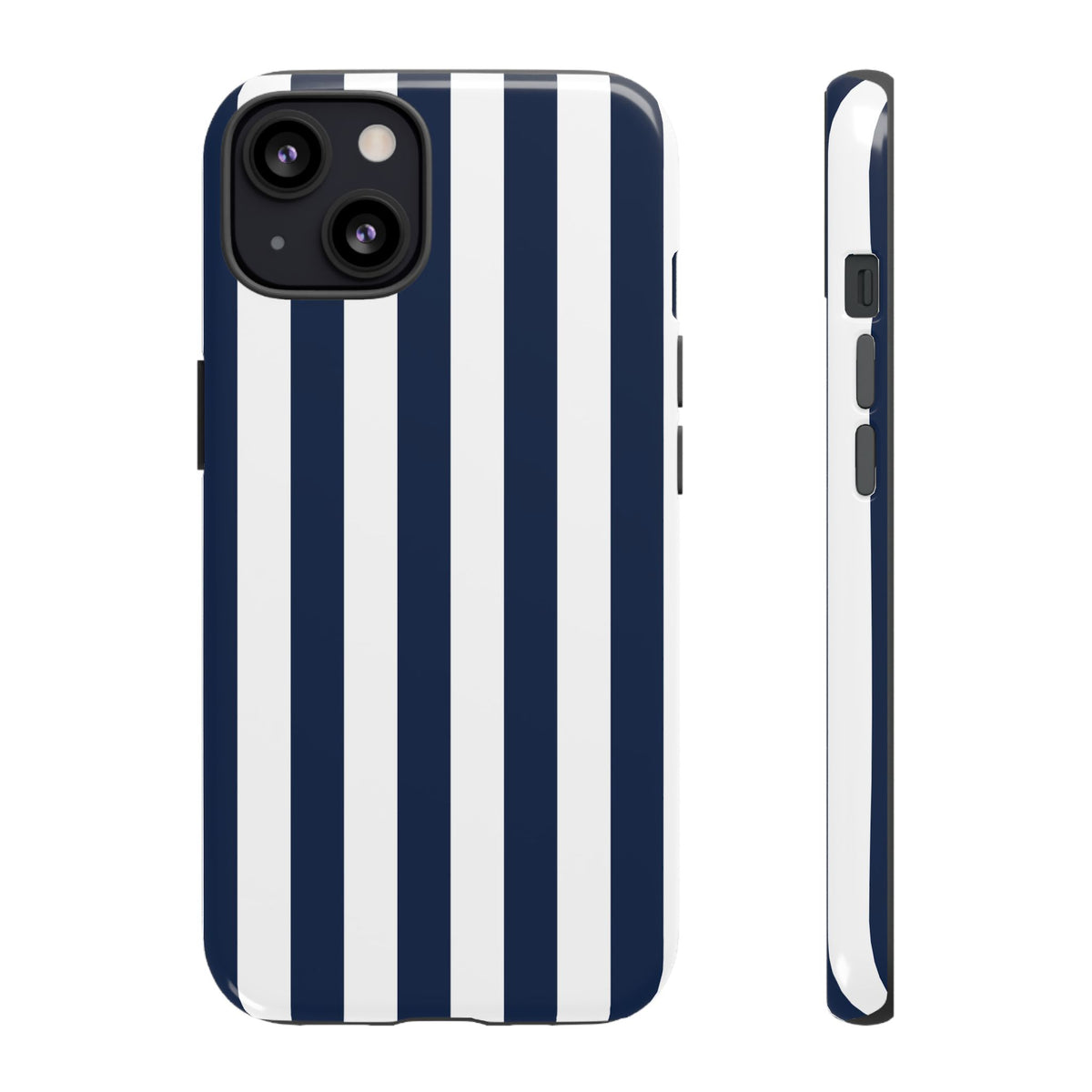 Simple Dark Blue & White Stripe Pattern Phone Case - White Phone Case - iPhone 13 / Glossy