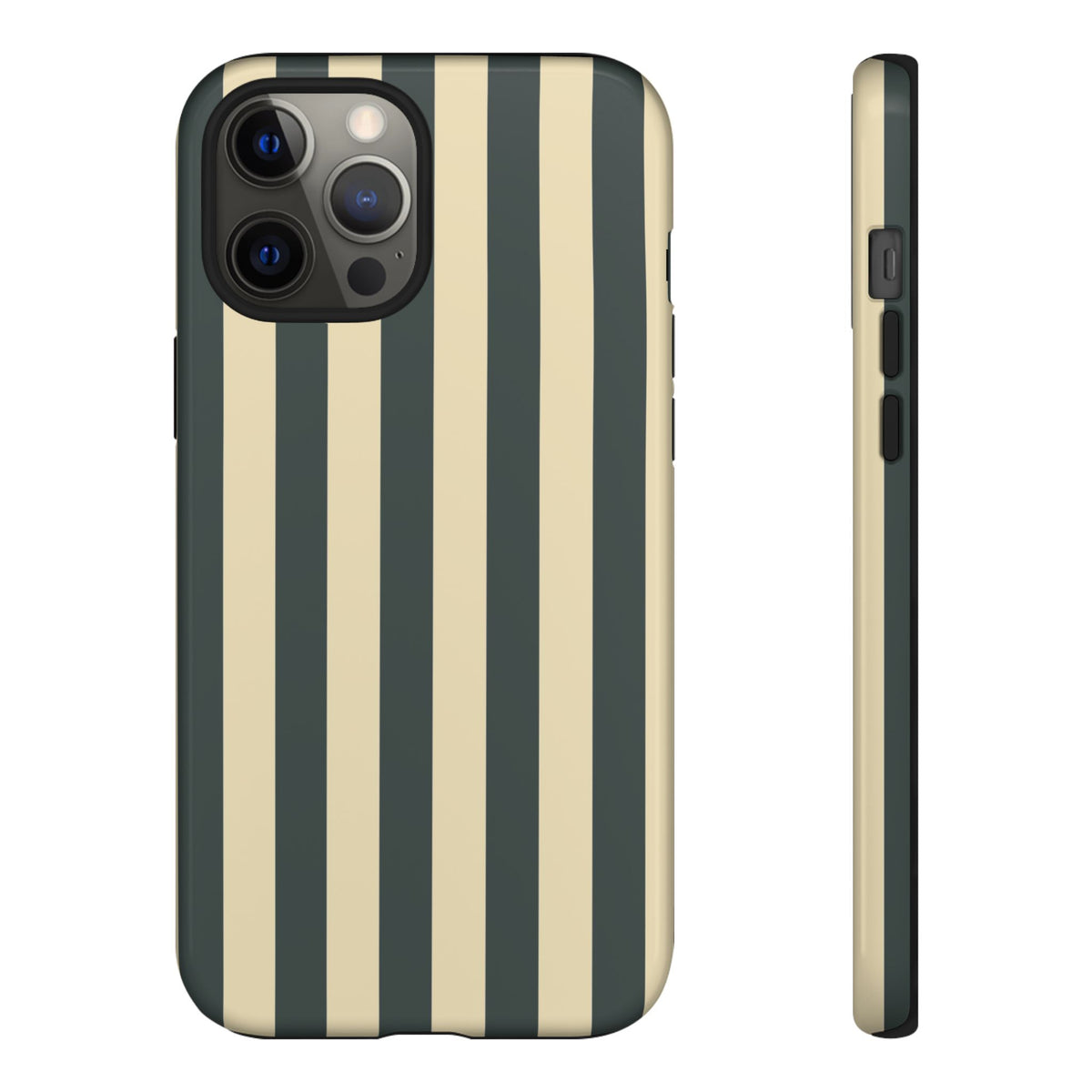 Green & Beige Stripe Pattern Phone Case - Green Phone Case - iPhone 12 Pro Max / Glossy