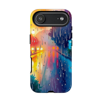 iPhone 17 Air / Glossy Phone Case - Electric Rain Watercolour Design Phone Case
