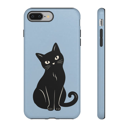Minimalist Powder Blue & Black Cat Phone Case
