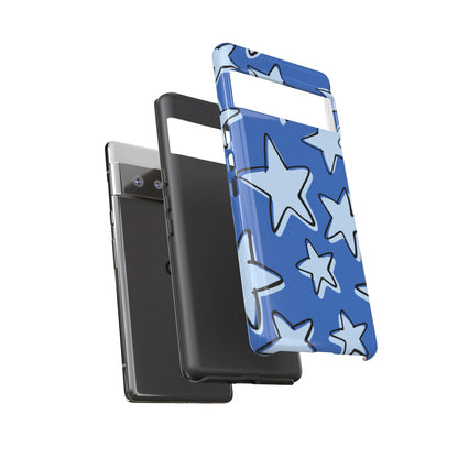 Cobalt Blue Doodle Star Phone Case