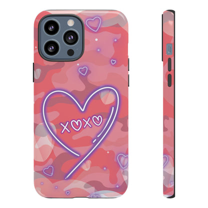 Love Heart Neon Camo Phone Case - Pink Phone Case - iPhone 13 Pro Max / Glossy
