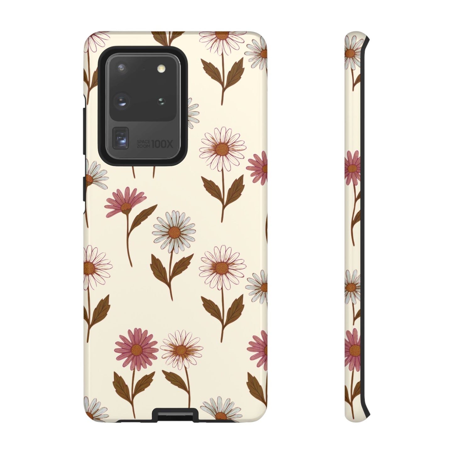 Pretty Cream & Rose Daisy Pattern Phone Case