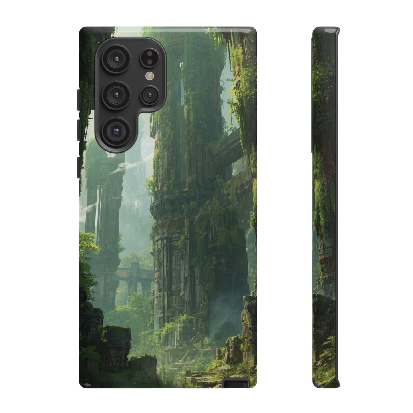Samsung Galaxy S22 Ultra / Glossy Phone Case - Overgrown Future Ruins Sci-fi Phone Case