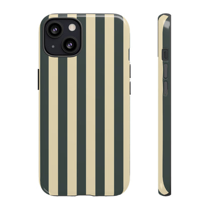 iPhone 13 / Glossy Phone Case - ’Green & Beige Stripe Pattern’ Phone Case
