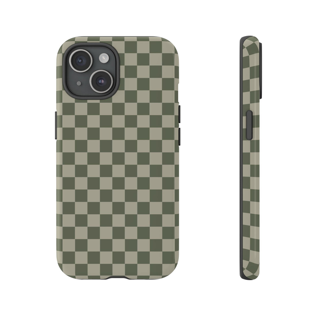 Bold Olive Green Checked Pattern Phone Case - Green Phone Case - iPhone 15 / Glossy