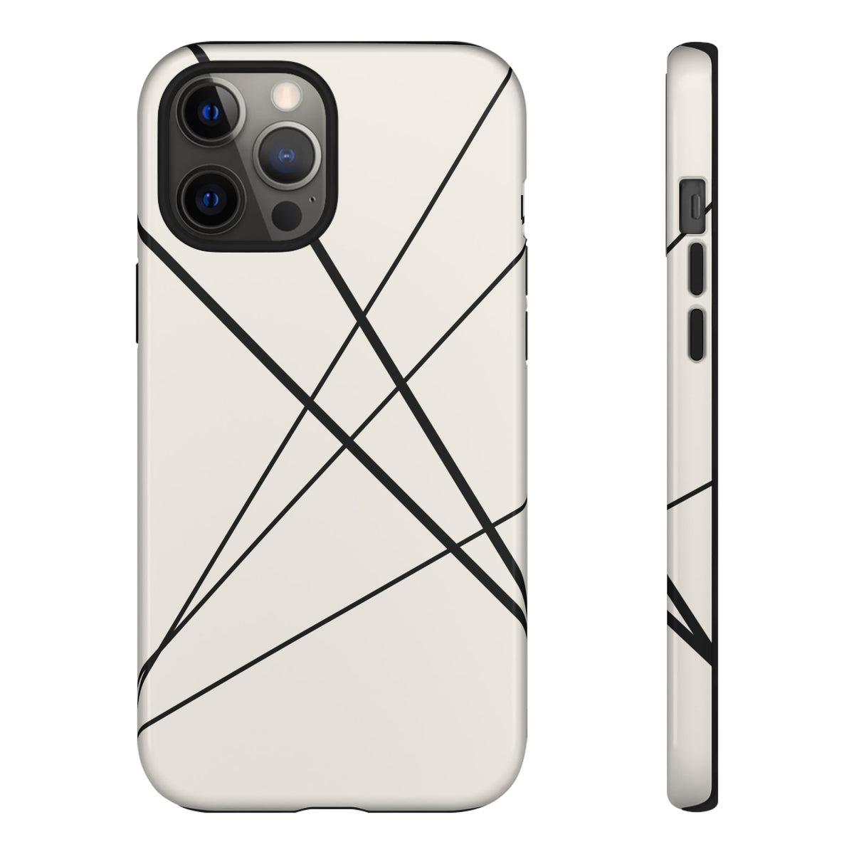 Abstract White with Black Lines Phone Case - White Phone Case - iPhone 12 Pro Max / Glossy